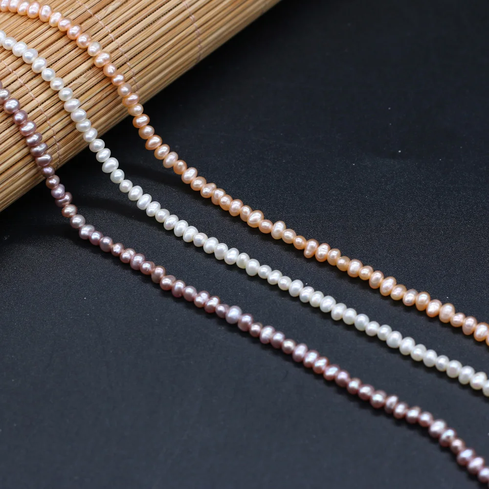 Natural Freshwater Pearl Potato Shape Making Necklaces Bracelets Earrings for DIY White Orange  Purple Length 38CM Beads 3-3.5mm