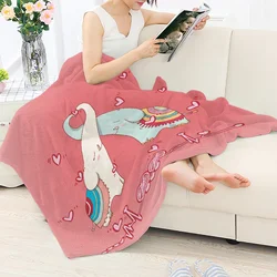 Cartoon Elephant Couple Print Flannel Blanket Soft Plush Sofa Quilt for Home 2021 Brand Design Valentine's Day Present Manta