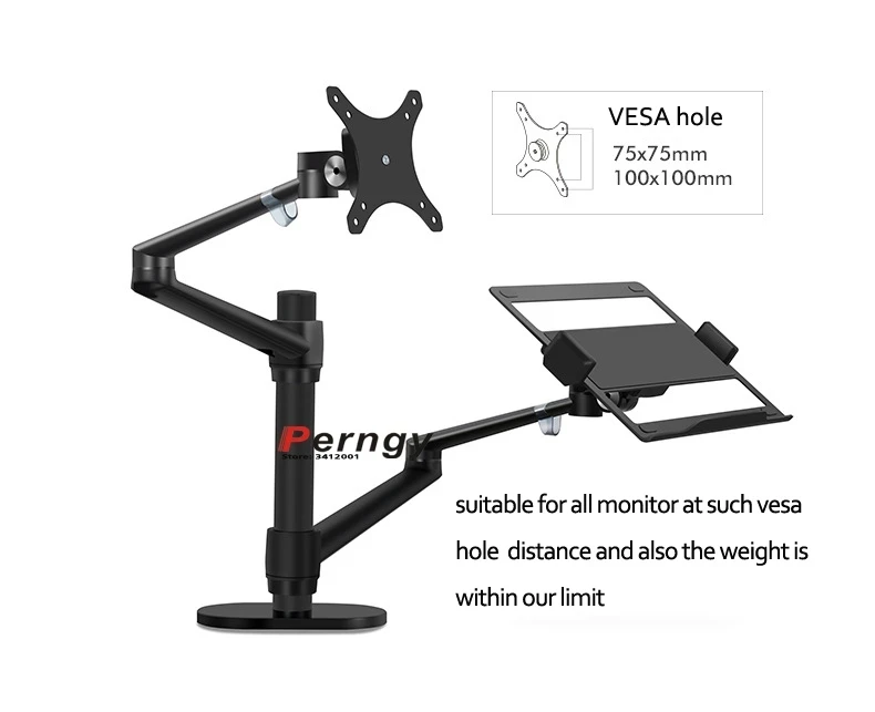 Ergonomia de Prata de Alumínio 10 17 Suporte do Portátil de Mesa 32 Monitor Suporte de Mesa Barra de Coluna de Montagem do Computador Movimento Completo Ol3l - Imagem 2