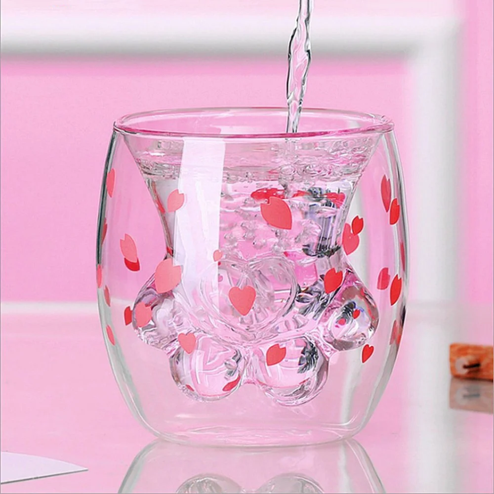 Cat Claw/Paw Cup Double Glass Coffee Mug Cartoon Cute Milk Juice Home Office Cafe Tazas Best Gift for Festival | Дом и сад