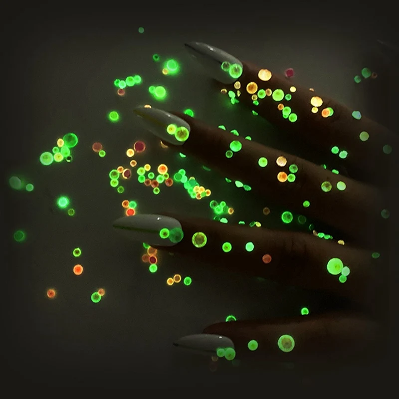 Около 250 шт./пакет светится в темноте Стразы для ногтей смешанный размер 3D резинки украшения ногтей камни для ногтей