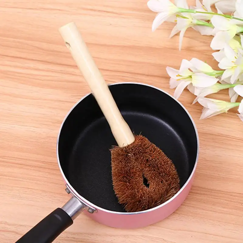Bambú Eco Friendly Wok Sartén Natural Cepillo de limpieza