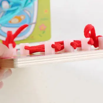 

Wooden Lacing Shoe Toy Learn to Tie Shoelaces, Fine Motor Skills Toy