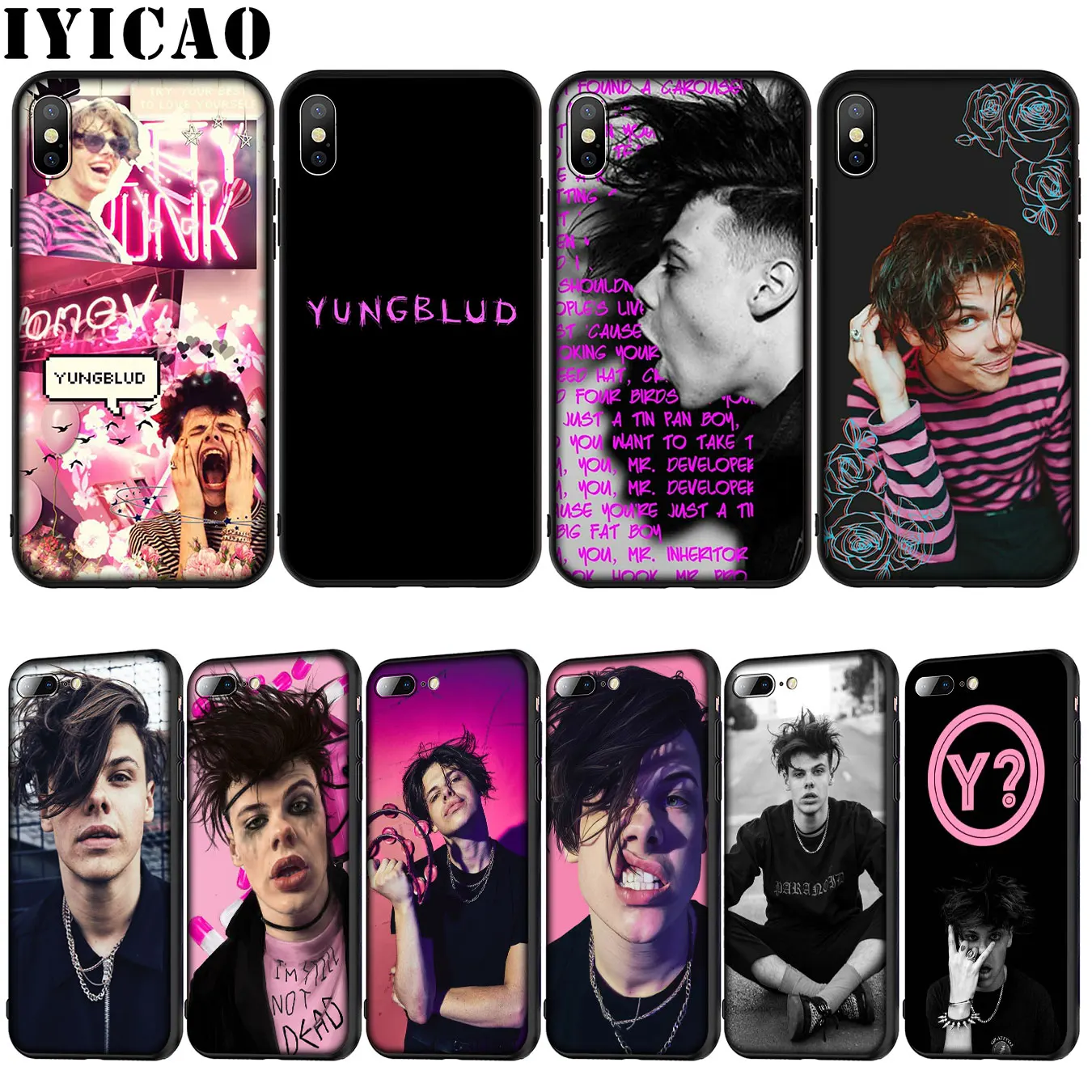 

IYICAO Yungblud Soft Silicone Cover Case for iPhone XR X XS 11 Pro Max 10 6 6S 7 8 Plus 5 5S SE Phone Case
