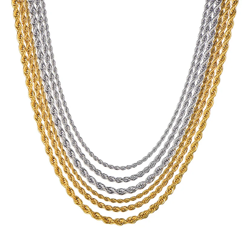 Stainless Steel Necklace Pendant Necklaces 3MM4MM5MM Rope Chains 46/51/56/61/66/76CM