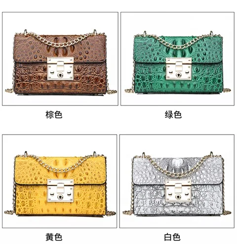Роскошные сумки женские дизайнерские известные бренды крокодиловая цепь сумки через плечо для женщин bolsa feminina зеленый