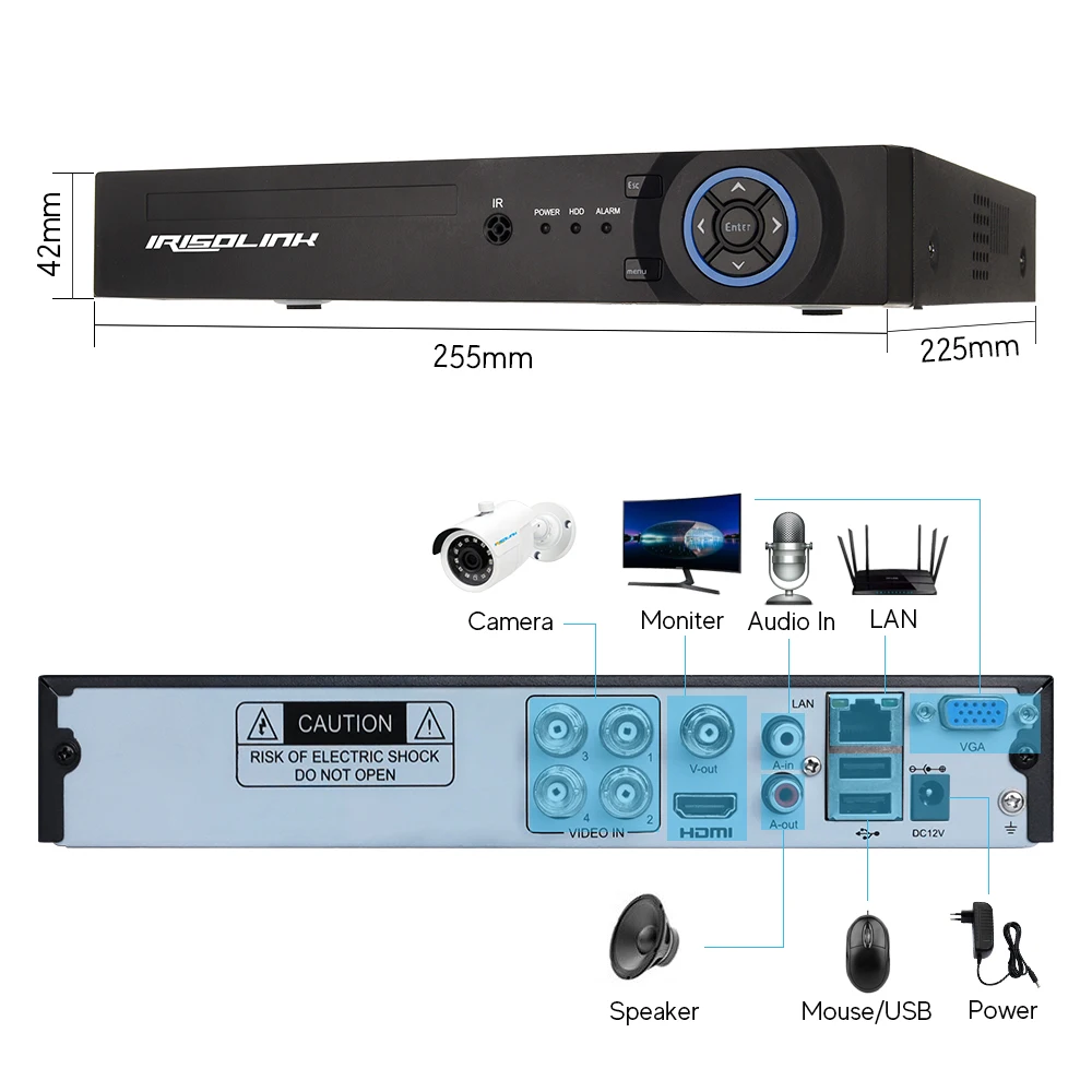 Irisolink 4CH Video Surveillance System 1080N DVR Security Camera System 4pcs 720P Nightvision IP67 Waterproof Cctv Cameras Kits