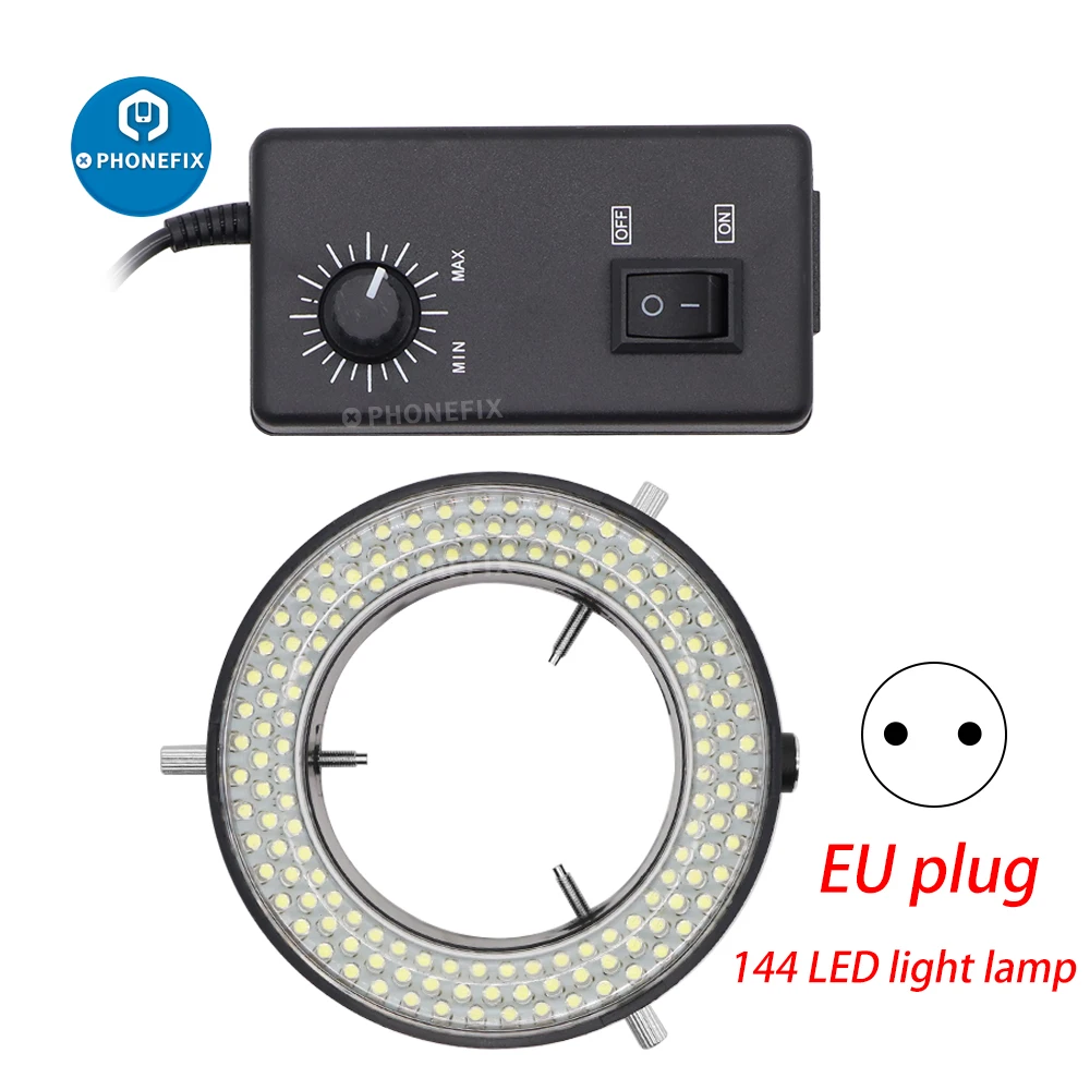 LED Ring Light 144 60 Adjustable 0-100% Illuminator Lamp For Industry Stereo Camera Microscope Magnifier Circle Light Source microscope lamp