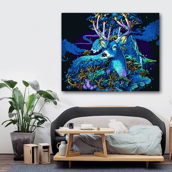 

DIY digital oil painting elk animal painting art decorative painting creative adult hand-painted decompression