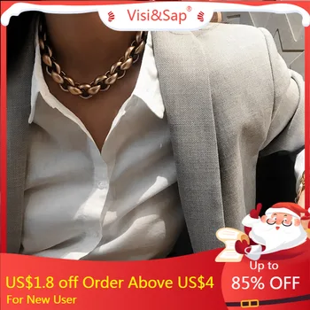 

Visisap Punk Personality Mashup Necklaces for Women Exaggerated Gold Color Chain Geometric Simple Necklace Dropshipping XRC2683