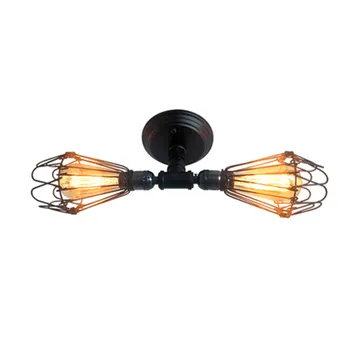 

Loft Style Double Heads Wall Lamp Rustic Wrought Iron Antique Light Retro Vintage E27 for Home Bedside Corridor Restaurant Cafe