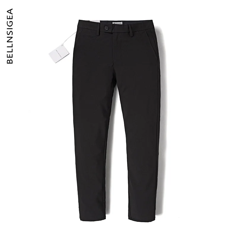 

B + Summer Men's Trousers High-End Popular Brand Black Pants Solid Color Bib Overall Straight Slim Business Casual Pants Men's