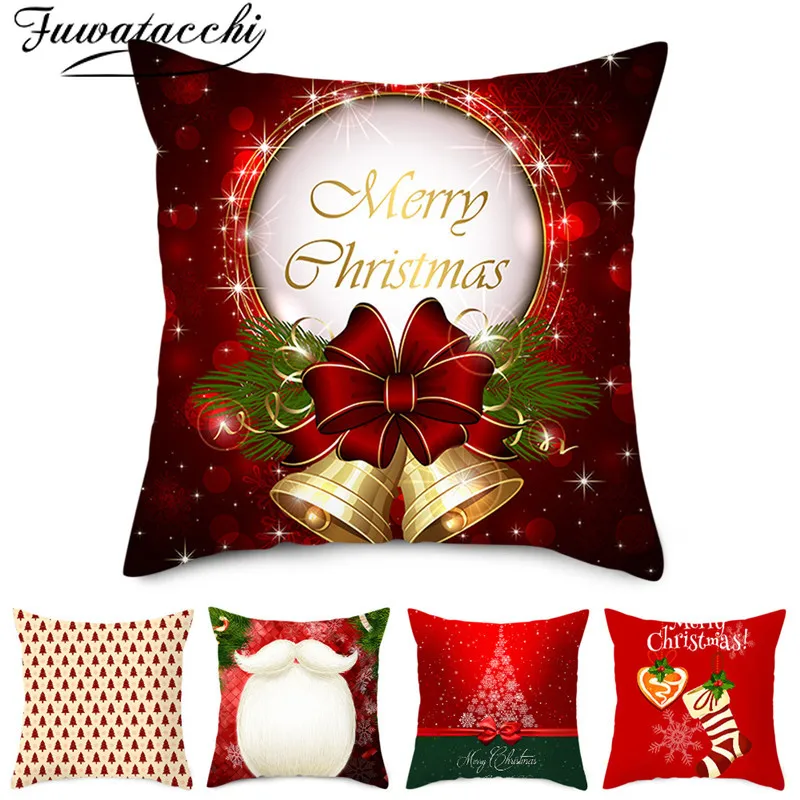 

Fuwatacchi Christmas Pattern Cushion New Year Cover Pillow Covers Gift Decorative for Home Sofa Polyester Soft Throw Pillowcases