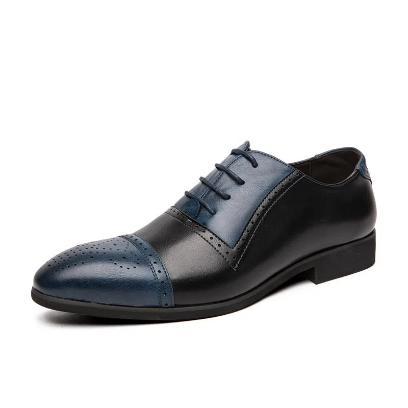 Misalwa/Винтажные Мужские броги; обувь двух цветов; деловая официальная обувь; Новинка; мужская обувь на шнуровке - Цвет: Blue