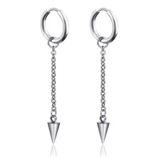 1 adet erkek Punk Rock rulo koni çember zincir küpe paslanmaz çelik Kpop yuvarlak daire küpe erkek Hip Hop kulak piercing takı(China)