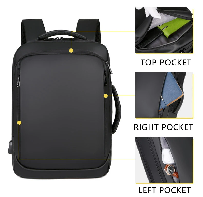 15.6 inch Laptop Backpack Mens Business Notebook Mochila Waterproof Back Pack USB Charging Bag Travel Bagpack 2020 Male Backpack