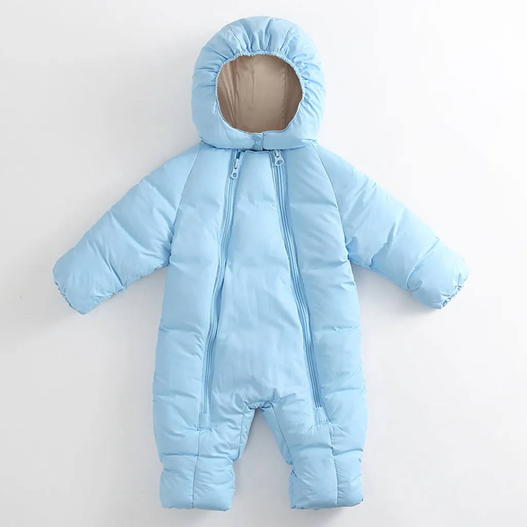 Одежда для маленьких мальчиков и девочек; коллекция года; зимние теплые комбинезоны с капюшоном для новорожденных; одежда из плотного хлопка; комбинезон для малышей; Детский костюм; комбинезон для малышей