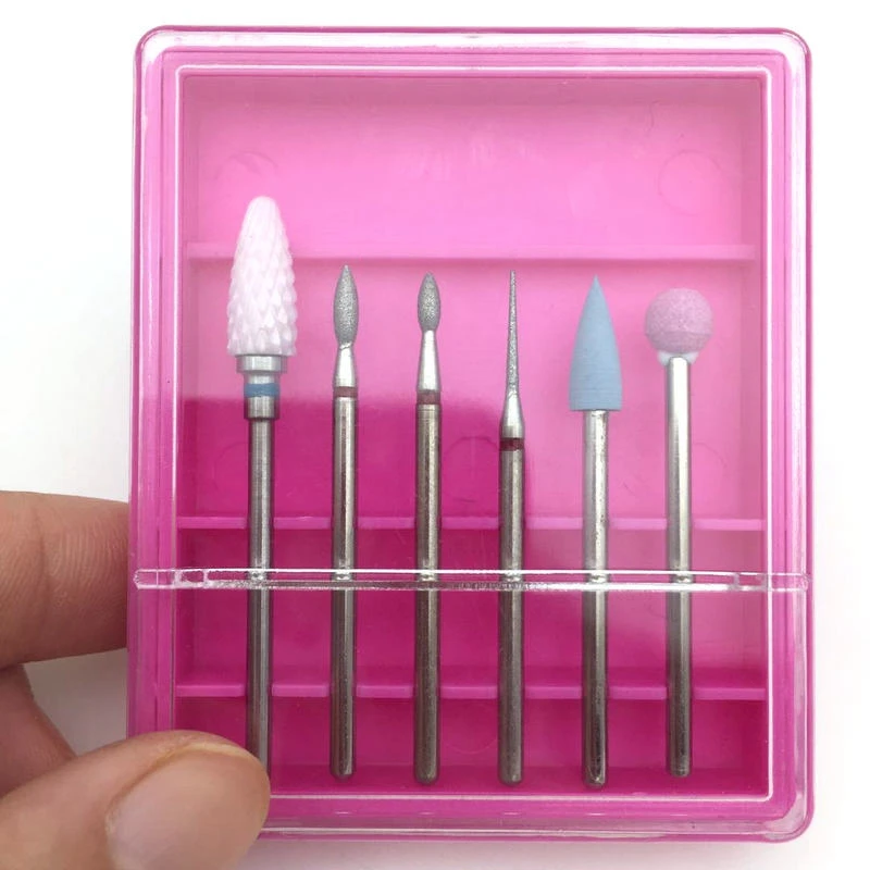 HTHL-6Pcs Алмазный Набор для ногтей, фреза для маникюра, роторные сверла для чистки ногтей, электрическая машина, аксессуары для дизайна
