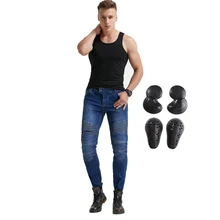 Ветрозащитный байкерские джинсы для Для мужчин мотоциклетные перчатки для езды на мотоцикле, штаны с 4 х Съемный бронированный CE сапоги до колена в стиле «хип протектор колодки XS-XXXL