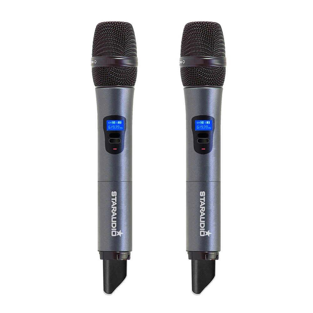 STARAUDIO Двухканальный UHF Ручной беспроводной микрофон Система 2CH UHF церковный сценический KTV вечерние микрофон для дискотеки караоке SMU-0204A