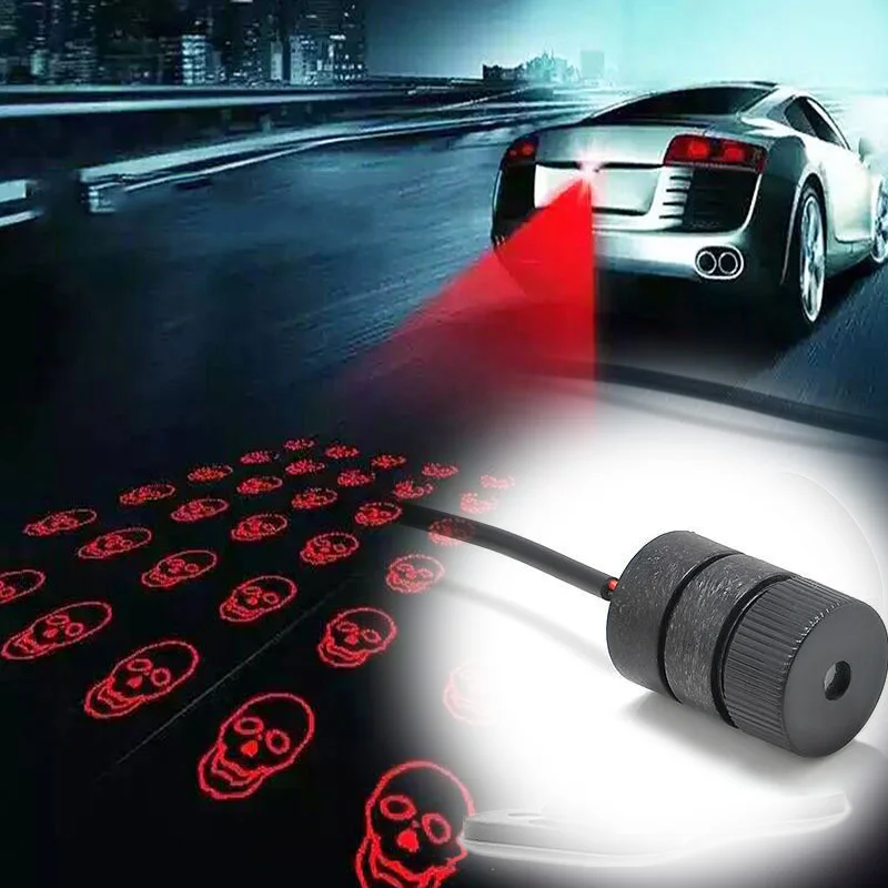 

Creative Skull Motorcycle Led Laser Fog Light Anti-Collision Brake Tail Warning