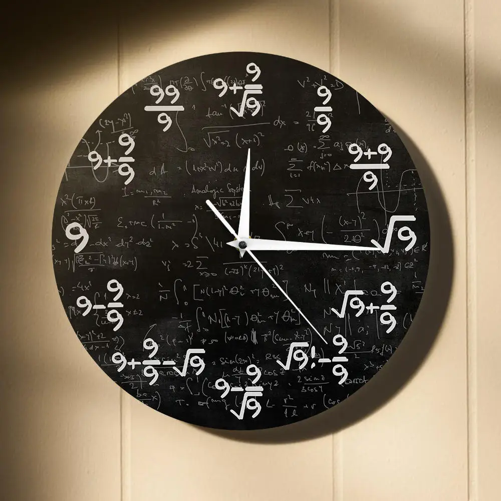 Математическое уравнение Nines математические настенные часы 9s формулы современные настенные часы с подвеской математическая классная комната, для стен художественный Декор