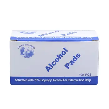 

6x6cm Disposable Ethanol Cotton Sheet Sterilized Nail Cleaning Bag Wipes Boxed 100 Pieces Of Sterilized Wipes