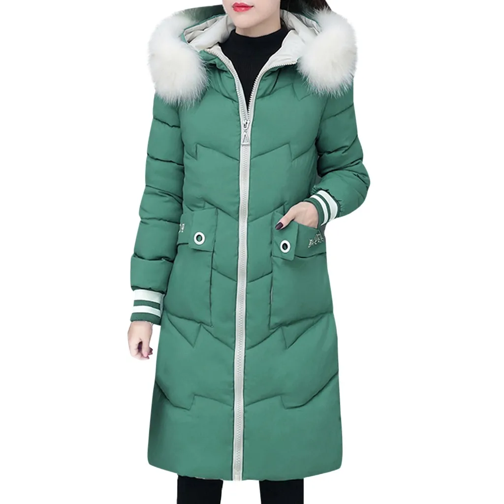 Abrigos mujer invierno, зимнее пальто для женщин, одноцветное, с принтом, на пуговицах, с карманами, длинный рукав, длинное пальто, chaqueta mujer manteau femme - Цвет: Зеленый