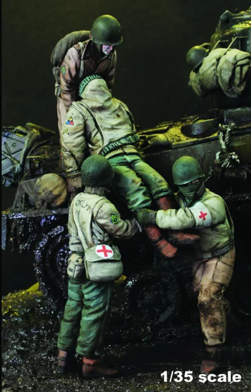 1/35 современный Травмированный включает 4(без майки) каучуковая фигурка модели наборы миниатюрный gk Unassembly Неокрашенный