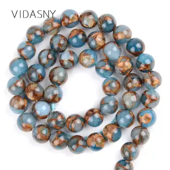 

Natural Stone Lake Blue Cloisonne Beads For Jewelry Making Diy Necklace Bracelet 6/8/10mm Round Spacer Loose Beads 15inch