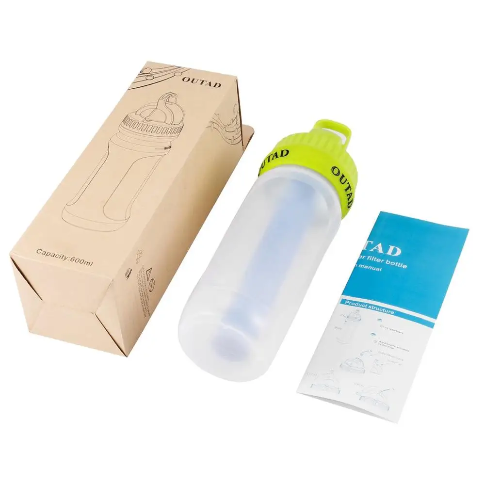 

OUTAD Portable Environmental Protection Water Bottle with Integrated 1500 Liter Filter Purification for Outdoor Tourism