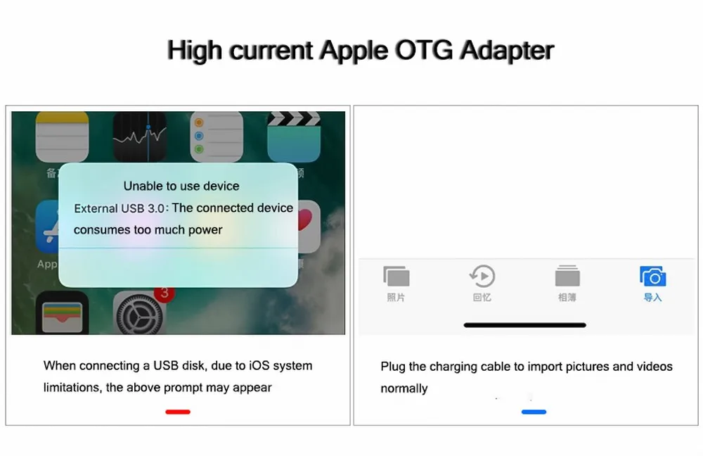 Для перехода от разъема Lightning к цифровая usb-камера OTG передачи данных разъём кабельный переходник высокого Мощность 500mA для iPad mini 2/3/4 Air iPhone X XR XS Max 8