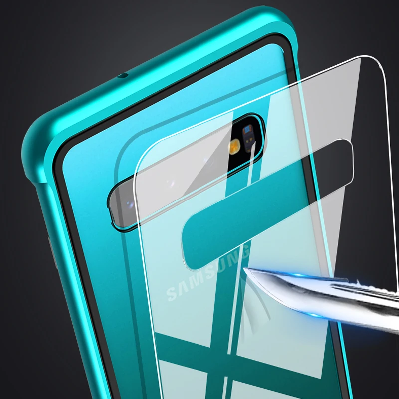 Чехол для samsung Galaxy S10/S10 Plus/S10 5g 9h твердость прозрачное закаленное стекло и Алюминиевый металлический скользящий задний Чехол тонкий жесткий