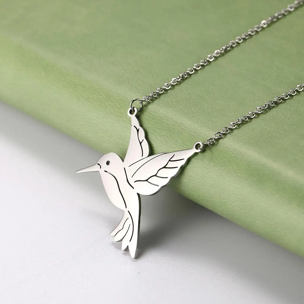 Bird Silver Myshape 316L нержавеющая сталь собака свинья лиса птица Панда Сова Drangon кошка носорог коала мать Животное подвеска, золотая цепочка - Окраска металла: Bird Silver
