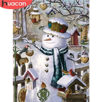 

HUACAN Diamond Painting Snowman Full Drill Cross Stitch New Arrival Diamond Embroidery Cartoon Mosaic Christmas Decoration