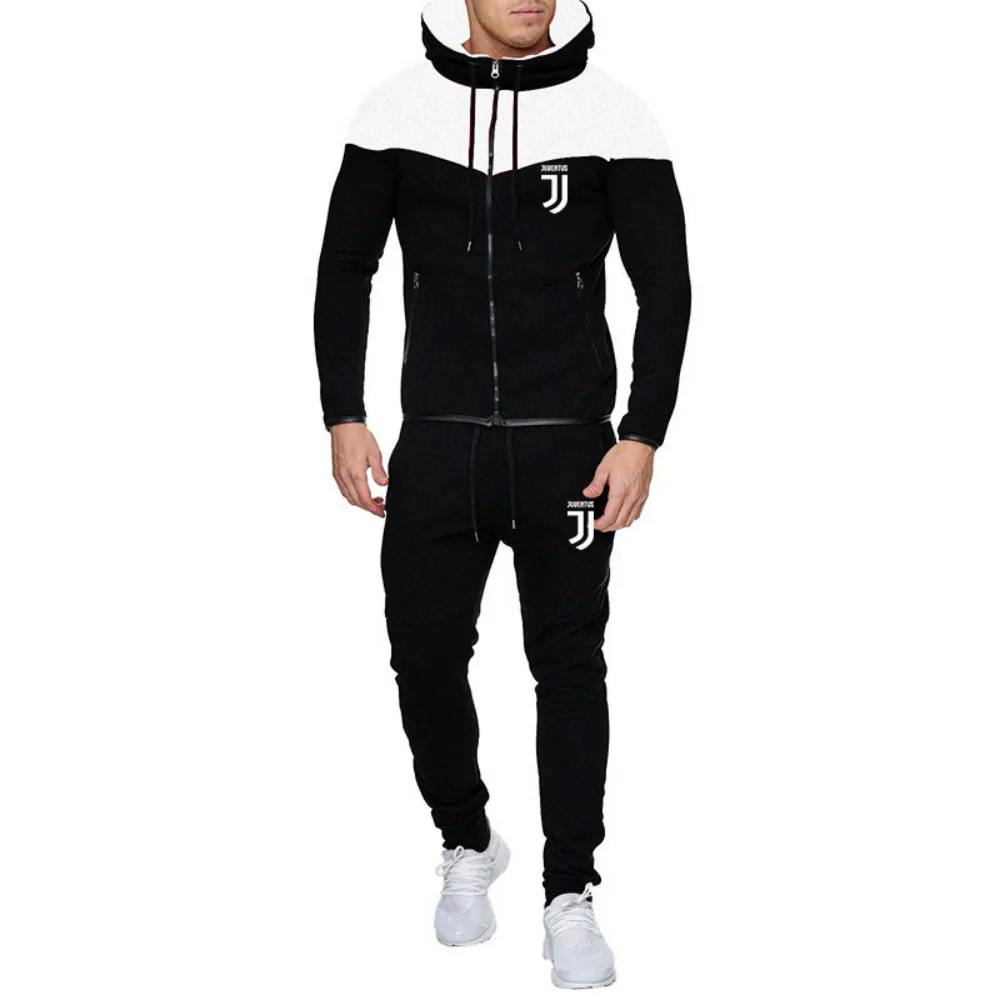 

Men Spotrs Suit Two Pieces Set Men's Zipper Hoodie Jacket Sweatshirt + Pants Male Hoody Jogging Tracksuit Sportswear Outfit 3XL
