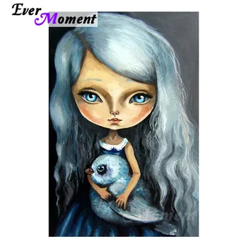 

Ever Moment Painting By Diamonds Kits Girl Bird Full Square Resin Drills Children DIY Hobby Handicrafts Mosaic Decor Gift 4Y787