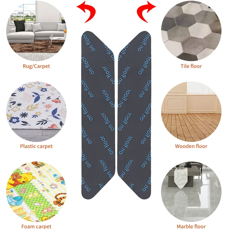 8pcs Carpet anti slip Anti Curling patch Reusable Washable Carpet Patch fixed sticker Floor Rug Mat Tape gripper Corners Pad carpet anti slip stickers anti slip stickers carpet anti slip sticker