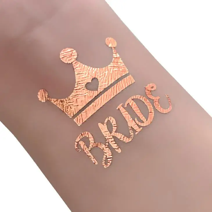 

Rose Gold Bride Metallic Tattoo Sticker Bridesmaid Hen Party Bachelorette Party Decoration Bridal Shower Bride to Be Favor
