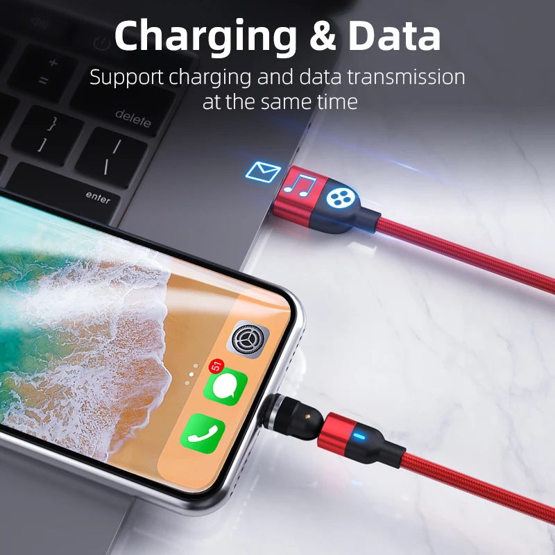 540 градусов Поворот 5Pin Магнитный usb кабель 3A быстрой зарядки Тип USB C магнит