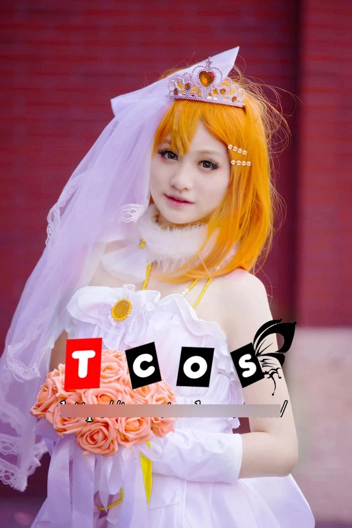 

COSLEE Anime Clothing Love Live! Kousaka Honoka Wedding Dress +Crown+Mantille Cosplay Costume Halloween Suit For Women Outfit Ne