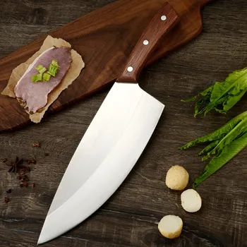 

SOWOLL 9.5 inch Hunting Serbian Kitchen Chef Full Tang Butcher Knife Slicer Santoku Cleaver Cutter Slicing Filleting Steak Knife
