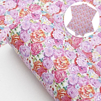 

David accessories 20*34cm Flower Litchi Synthetic Leather Patchwork DIY Hair Bow Handbags Phone Case Materials,1Yc11248