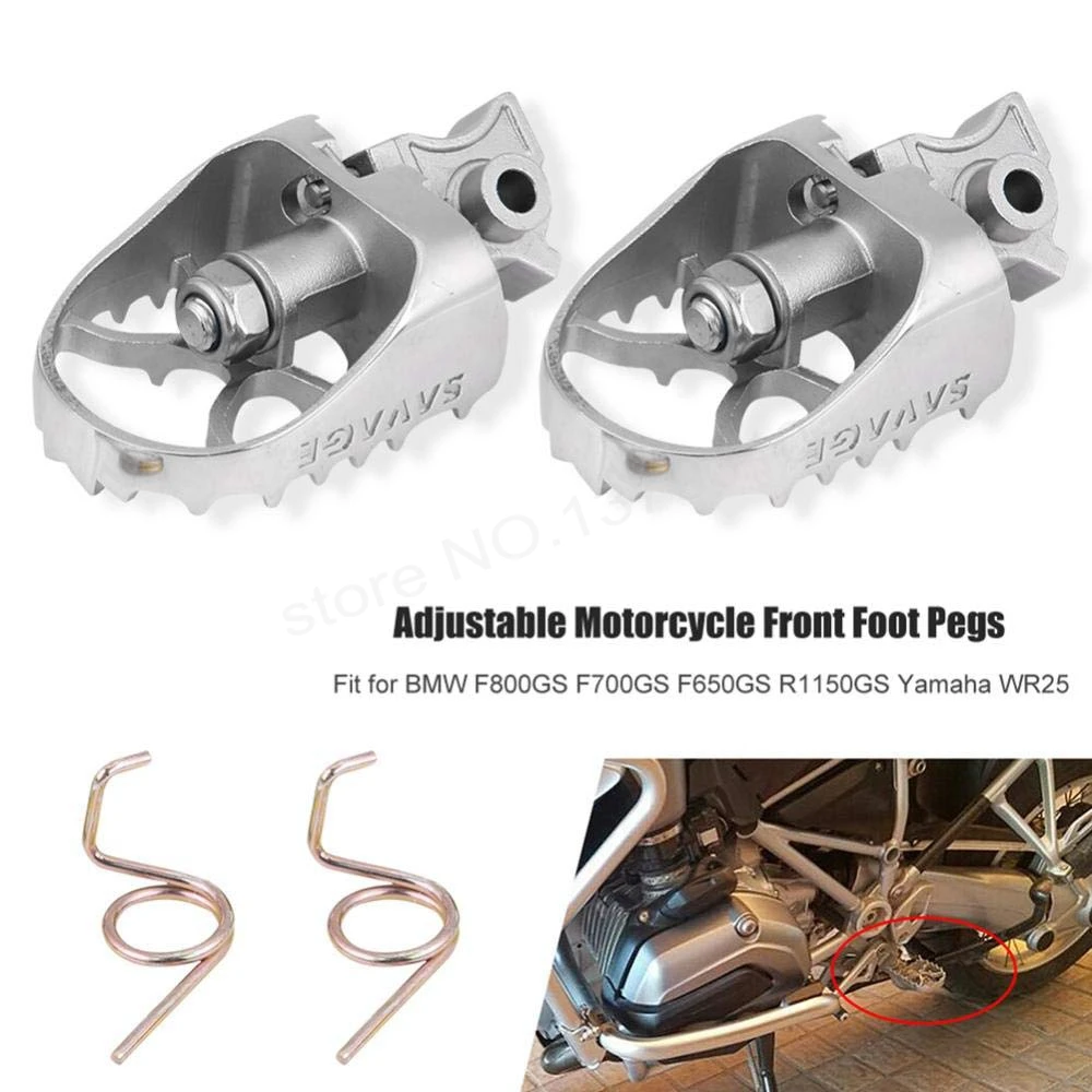 

Adjustable Motorcycle Front Foot Pegs,Keenso Stainless Steel Silver Foot Pegs Suit for BMW F800GS F700GS F650GS Yamaha WR25