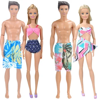 

2020 New Fashion 4 Set Handmade Swimwear Bikini Swimsuit for Barbie and Barbie Boyfriend Ken Doll Clothes Baby Doll Accessories