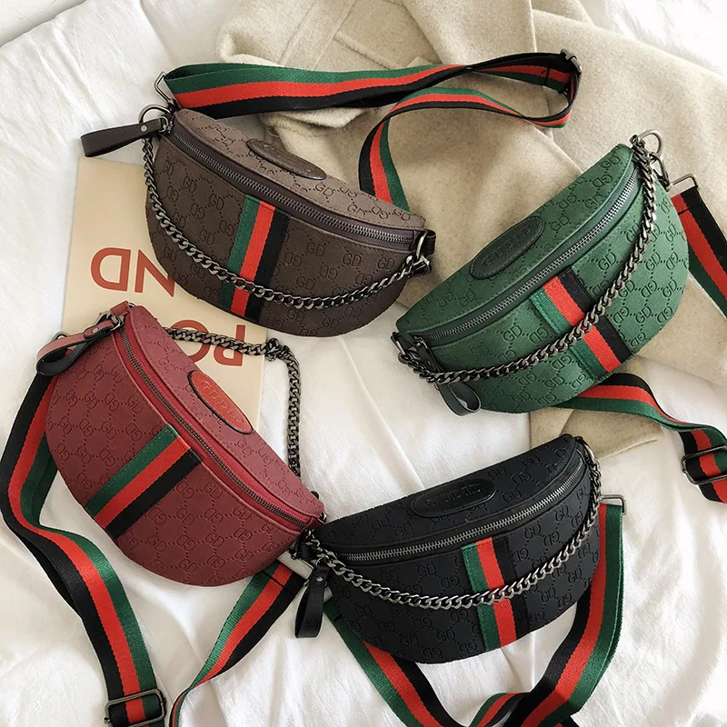 

Waist Bags Women's Wallet INS Chain Bag 2019 Korean-style Lettered Wide-Strap Shoulder Chest Pack