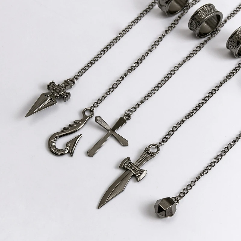 Adult Kids Kurapika Chains Bracelet Hunter Cosplay Cool Five Finger Rings Rapers Full-five Fingers Rings Fashion Jewelry 4