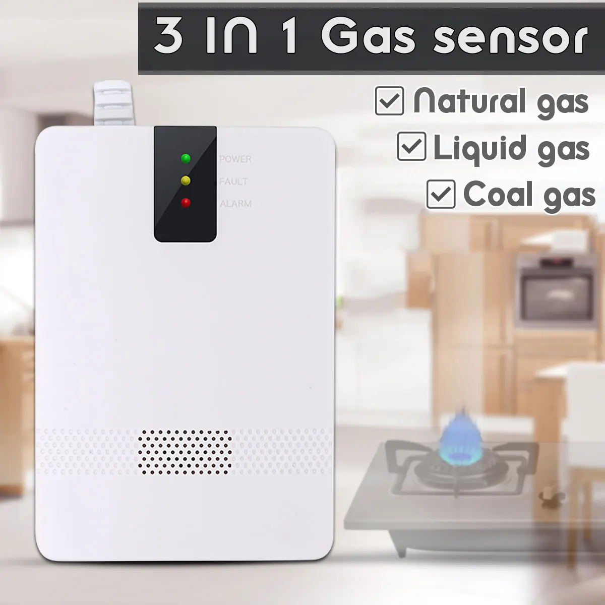 

3IN1 85dB Gas Alarm Detector LPG Natural Gas Sensor Wireless Natural Leak Combustible Gas Detector for Home Security Safety