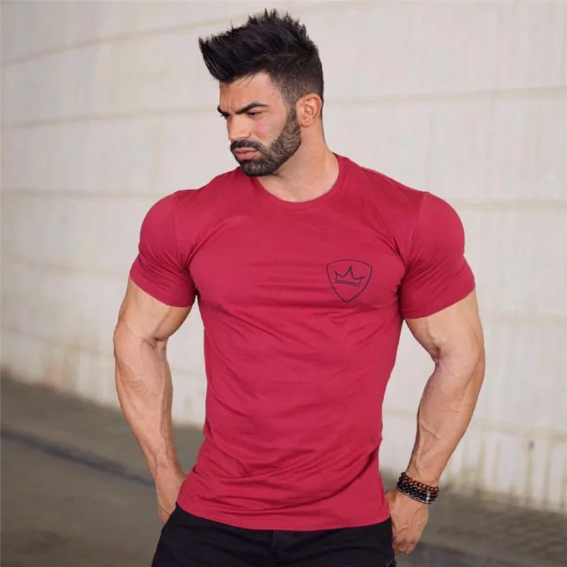 Summer Sports T Shirt Men Fitness bodybuilding Shirt Tights Short Sleeve t shirt Men Tee Tops Cotton O-Neck gyms T-Shirt short sleeve t shirt sport t shirt running t shirt running t shirts men t shirts