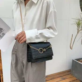 

Alligator Pattern PU Leather Crossbody Bag Women Hit Color Small Shoulder Messenger Handbag Female Daily Chain Satchel Bags